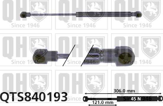 Quinton Hazell QTS840193 - Газовая пружина, упор autospares.lv