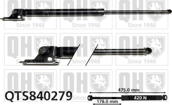 Quinton Hazell QTS840279 - Газовая пружина, упор autospares.lv