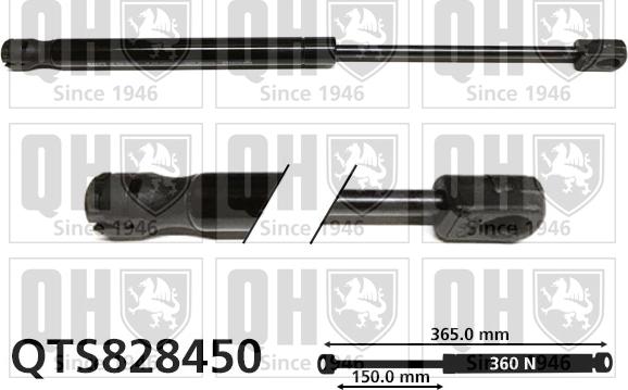 Quinton Hazell QTS828450 - Газовая пружина, капот autospares.lv