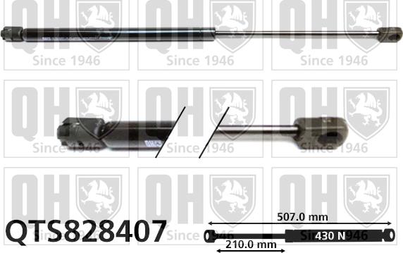 Quinton Hazell QTS828407 - Газовая пружина, упор autospares.lv