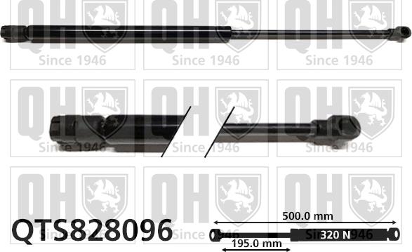 Quinton Hazell QTS828096 - Газовая пружина, упор autospares.lv