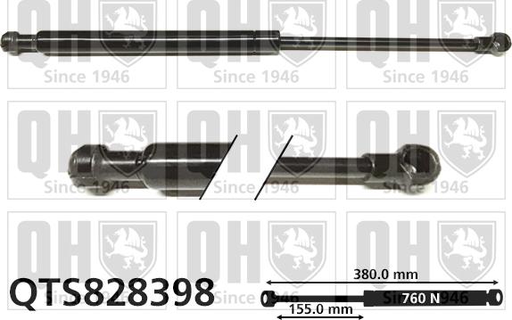 Quinton Hazell QTS828398 - Газовая пружина, упор autospares.lv