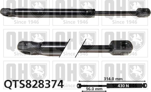 Quinton Hazell QTS828374 - Газовая пружина, капот autospares.lv