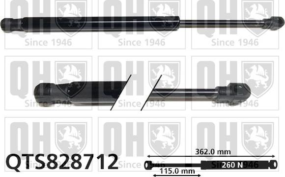 Quinton Hazell QTS828712 - Газовая пружина, упор autospares.lv