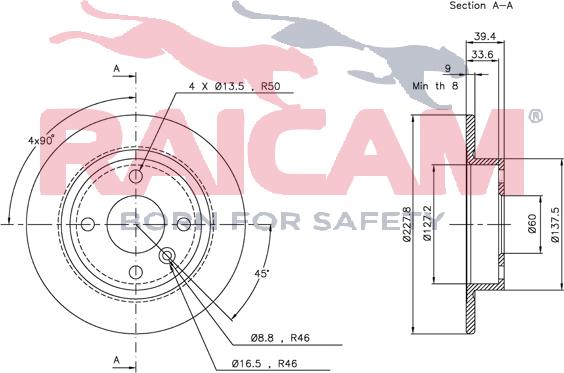 Raicam RD00936 - Тормозной диск autospares.lv