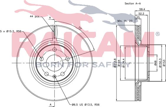 Raicam RD00924 - Тормозной диск autospares.lv