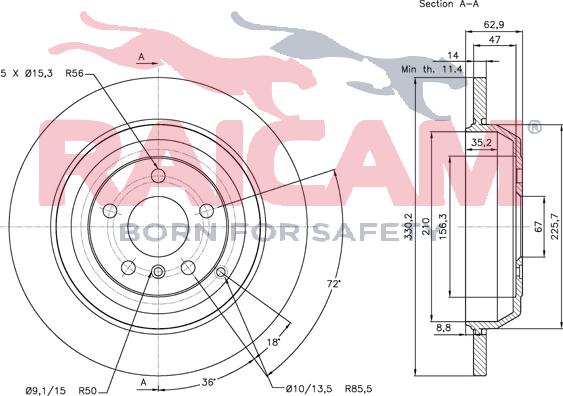 Raicam RD00499 - Тормозной диск autospares.lv