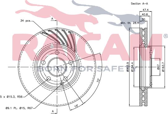 Raicam RD00496 - Тормозной диск autospares.lv