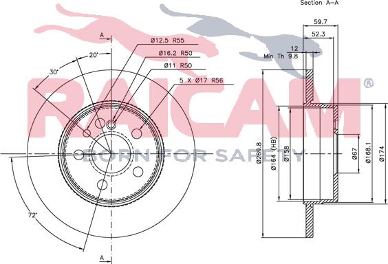 Raicam RD00447 - Тормозной диск autospares.lv