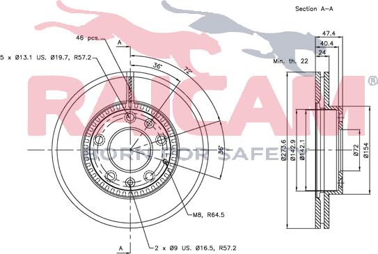 Raicam RD00401 - Тормозной диск autospares.lv