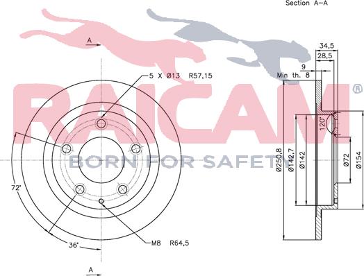 Raicam RD00415 - Тормозной диск autospares.lv