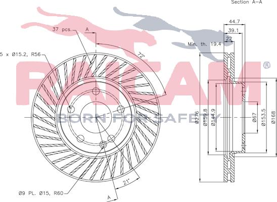 Raicam RD00484 - Тормозной диск autospares.lv