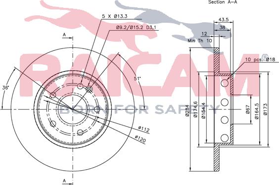 Raicam RD00435 - Тормозной диск autospares.lv