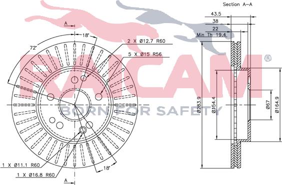 Raicam RD00429 - Тормозной диск autospares.lv