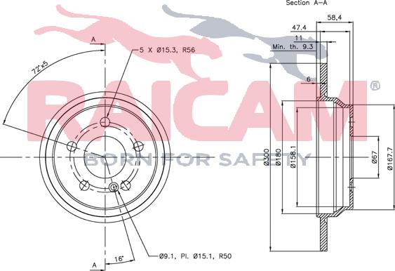 Raicam RD00478 - Тормозной диск autospares.lv