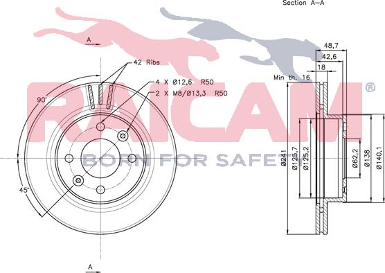 Raicam RD00555 - Тормозной диск autospares.lv