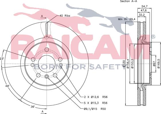 Raicam RD00500 - Тормозной диск autospares.lv