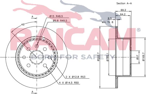 Raicam RD00585 - Тормозной диск autospares.lv