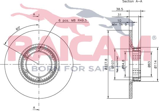 Raicam RD00653 - Тормозной диск autospares.lv