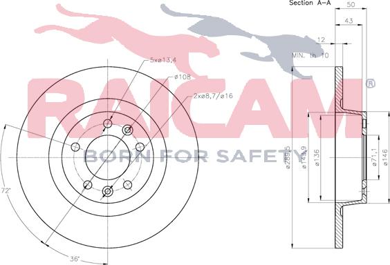 Raicam RD00652 - Тормозной диск autospares.lv