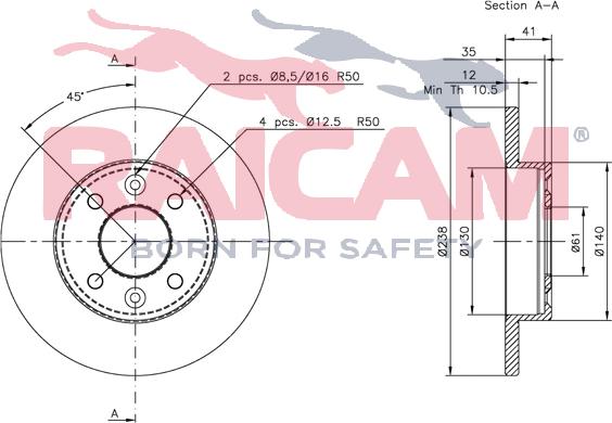 Raicam RD00657 - Тормозной диск autospares.lv