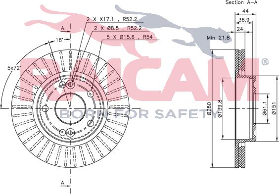 Raicam RD00662 - Тормозной диск autospares.lv