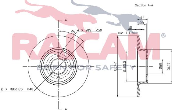 Raicam RD00603 - Тормозной диск autospares.lv