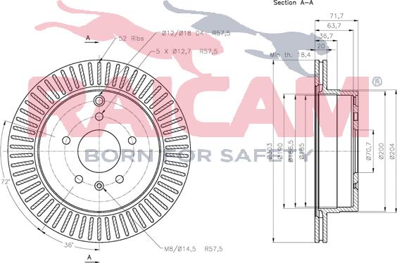 Raicam RD00621 - Тормозной диск autospares.lv