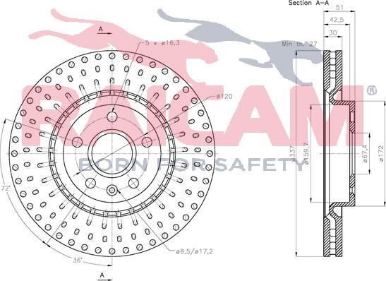 Raicam RD00627 - Тормозной диск autospares.lv