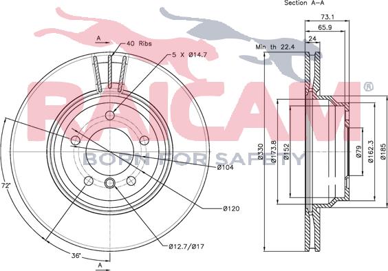 Raicam RD00090 - Тормозной диск autospares.lv