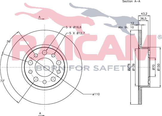 Raicam RD00018 - Тормозной диск autospares.lv