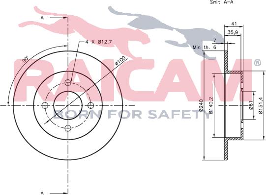 Raicam RD00164 - Тормозной диск autospares.lv