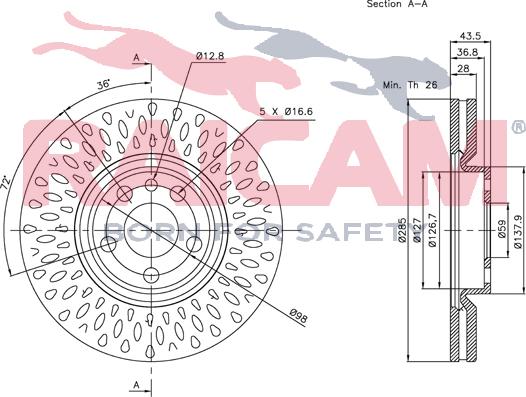 Raicam RD00119 - Тормозной диск autospares.lv