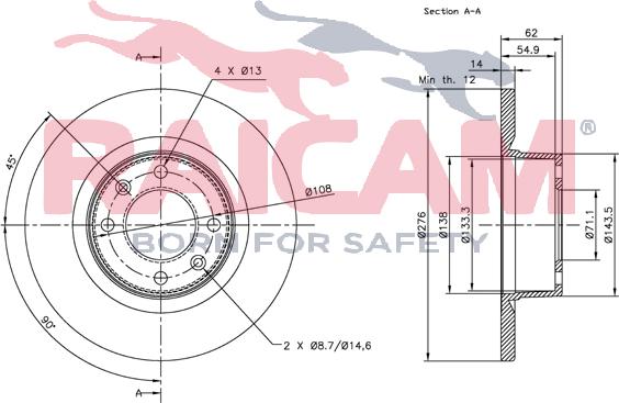 Raicam RD00118 - Тормозной диск autospares.lv