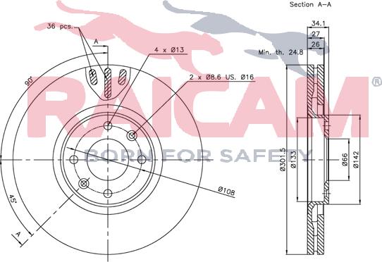 Raicam RD00121 - Тормозной диск autospares.lv