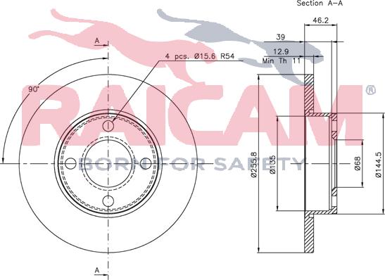 Raicam RD00849 - Тормозной диск autospares.lv