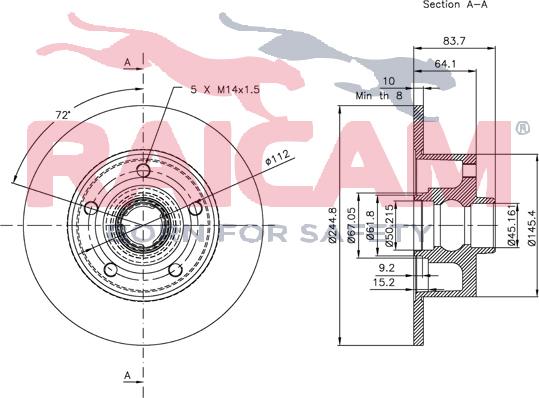 Raicam RD00884 - Тормозной диск autospares.lv