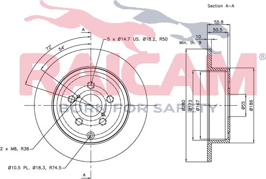 Raicam RD00833 - Тормозной диск autospares.lv