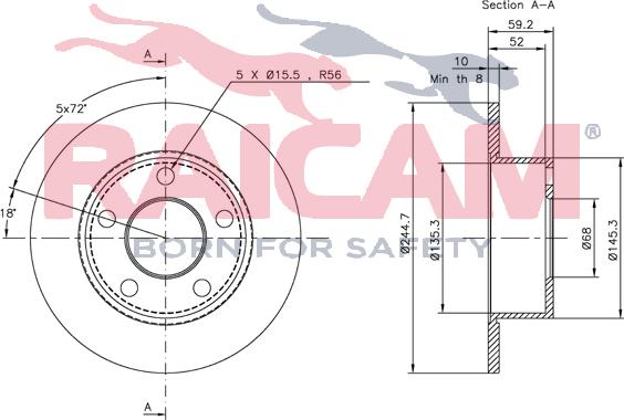 Raicam RD00876 - Тормозной диск autospares.lv