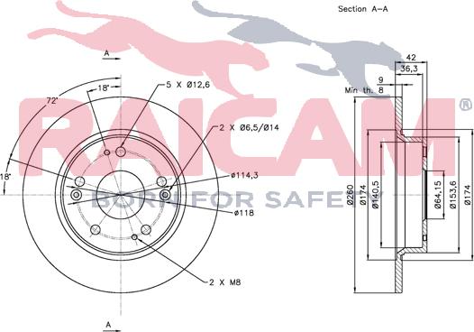 Raicam RD00309 - Тормозной диск autospares.lv