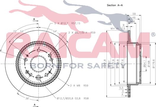 Raicam RD00312 - Тормозной диск autospares.lv