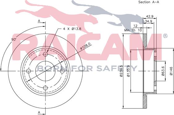 Raicam RD00253 - Тормозной диск autospares.lv