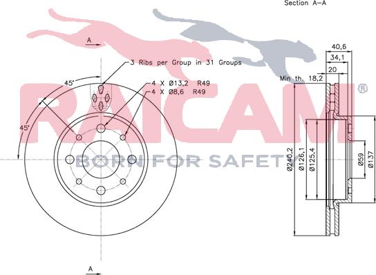 Raicam RD00206 - Тормозной диск autospares.lv