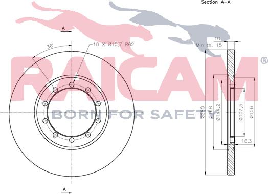 Raicam RD00277 - Тормозной диск autospares.lv