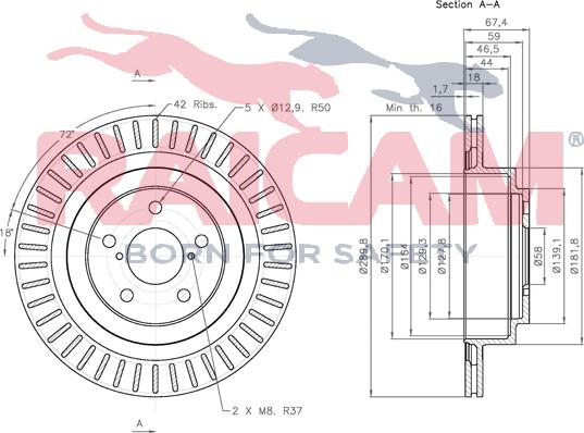 Raicam RD00760 - Тормозной диск autospares.lv