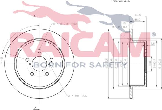 Raicam RD00762 - Тормозной диск autospares.lv