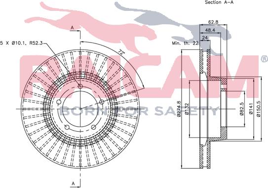 Raicam RD00725 - Тормозной диск autospares.lv