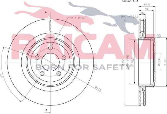 Raicam RD01452 - Тормозной диск autospares.lv