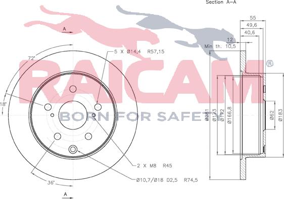 Raicam RD01094 - Тормозной диск autospares.lv