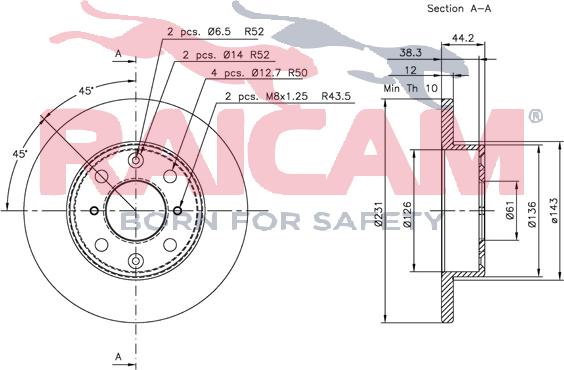 Raicam RD01055 - Тормозной диск autospares.lv